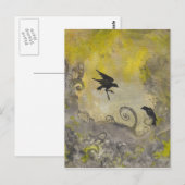 Ravens op abstract Smokey Yellow briefkaart (Voorkant / Achterkant)