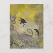 Ravens op abstract Smokey Yellow briefkaart (Voorkant)