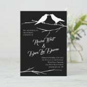 Ravens op Black Sky Gothic bruiloft uitnodigingen (Staand voorkant)