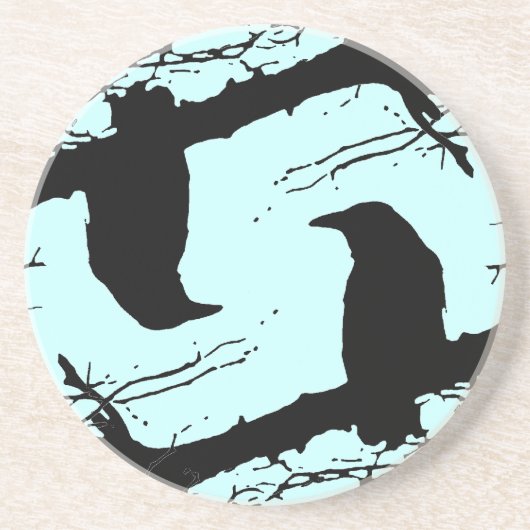 Ravens op de boom zandsteen onderzetter (Voorkant)