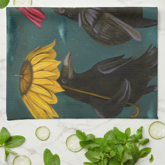 Ravens Rain Theedoek (Gevouwen)