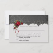 Ravens Red Roses Gray Black Damask RSVP (Voorkant)