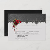Ravens Red Roses Gray Black Damask RSVP (Voorkant / Achterkant)
