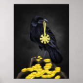 Raven's Rune: Aegishjalmur magie op zwarte steen Poster (Voorkant)