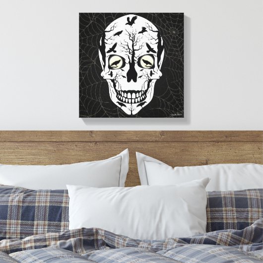 Ravens Skull Skeleton Wall Art Home Decor Canvas Afdruk (Insitu (Slaapkamer))