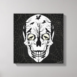 Ravens Skull Skeleton Wall Art Home Decor Canvas Afdruk