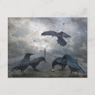 Ravens spelen met verloren tijd briefkaart