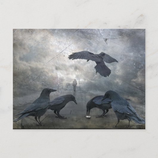 Ravens spelen met verloren tijd briefkaart (Voorkant)