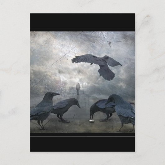 Ravens spelen met verloren tijd briefkaart (Voorkant)