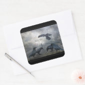Ravens spelen met verloren tijd vierkante sticker (Envelop)