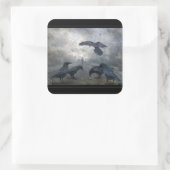 Ravens spelen met verloren tijd vierkante sticker (Tas)