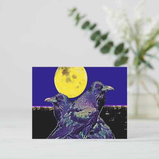 Ravens Spooky Moon bij Sharles Briefkaart (Staand voorkant)