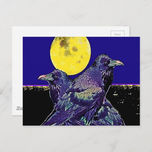 Ravens Spooky Moon bij Sharles Briefkaart (Voorkant / Achterkant)