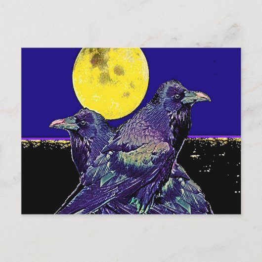 Ravens Spooky Moon bij Sharles Briefkaart (Voorkant)