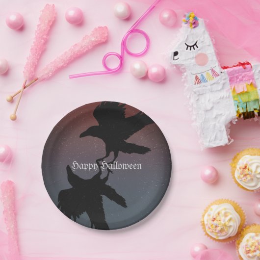 Ravens Vogels Nacht Sterrenhemel Grunge Papieren Bordje (Feest)