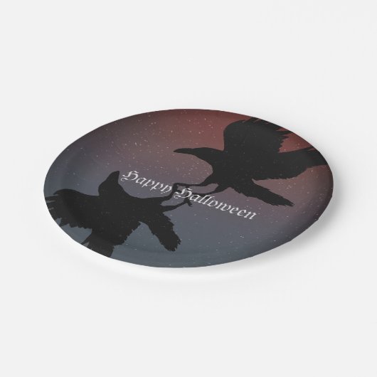 Ravens Vogels Nacht Sterrenhemel Grunge Papieren Bordje (Gekanteld)