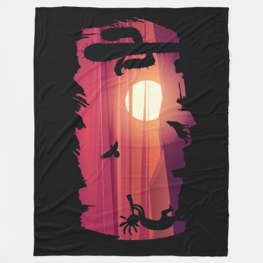 Ravens Wolves Animals Kokopelli Southwest Fleece Deken (Voorkant)