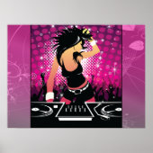 Raver Girl Dancing DJ Poster (Voorkant)
