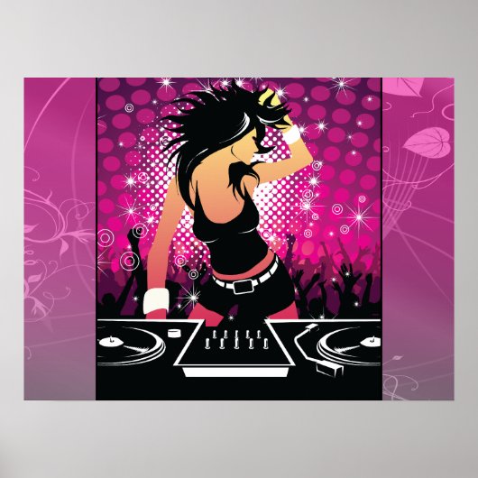 Raver Girl Dancing DJ Poster (Voorkant)