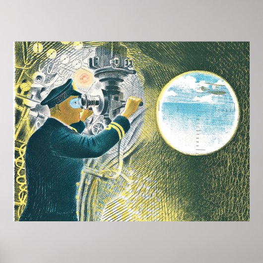 Ravilious, agent die door een Periscope kijkt Poster (Voorkant)