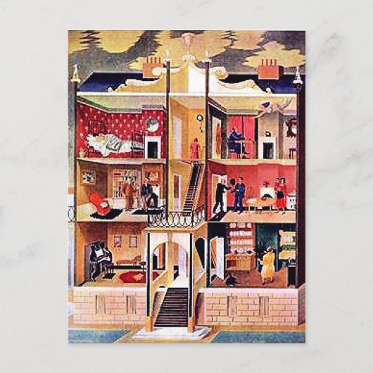 Ravilious art, The Boarding House Briefkaart (Voorkant)