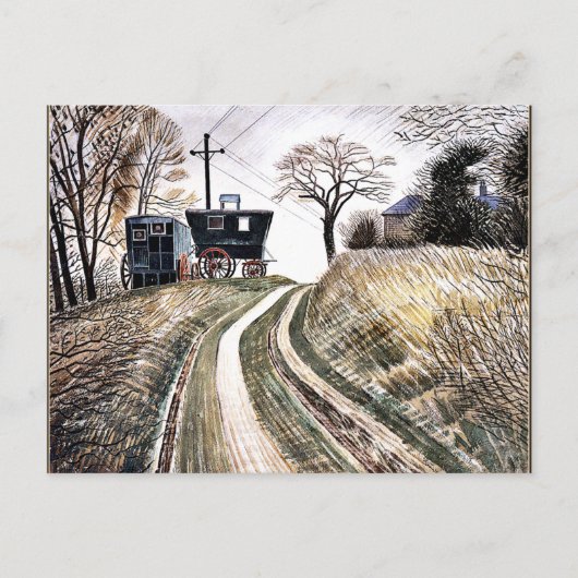 Ravilious - Caravans, fijne kunst Briefkaart (Voorkant)