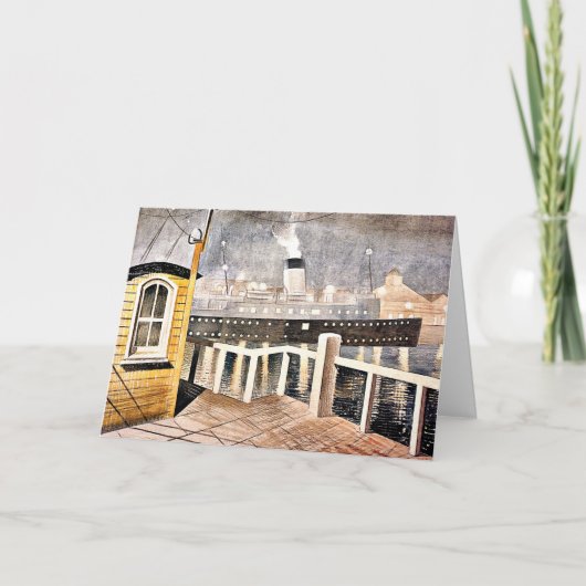 Ravilious - Channel Steamer die de haven verlaat Kaart (Voorkant)