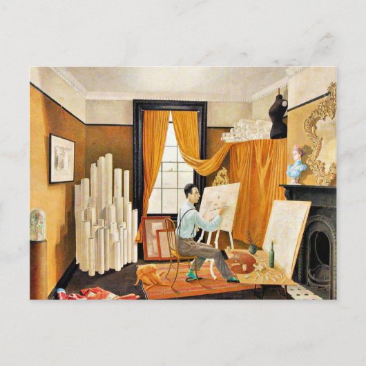 Ravilious - Edward Bawden die in zijn Studio Ho we Feestdagenkaart (Voorkant)