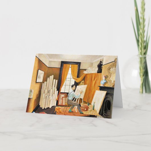 Ravilious - Edward Bawden die in zijn Studio werkt Feestdagen Kaart (Voorkant)