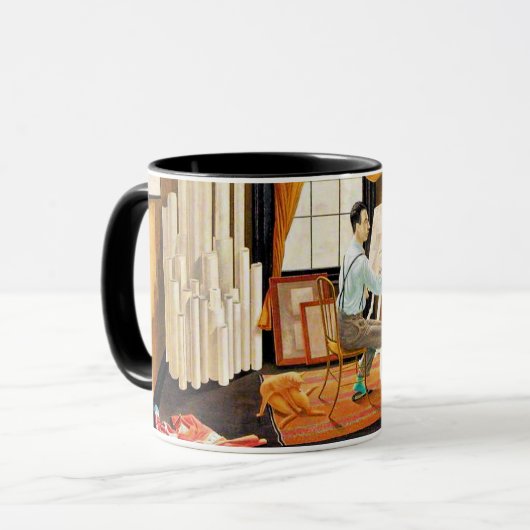 Ravilious - Edward Bawden werkt in zijn atelier Mok (Voorkant links)