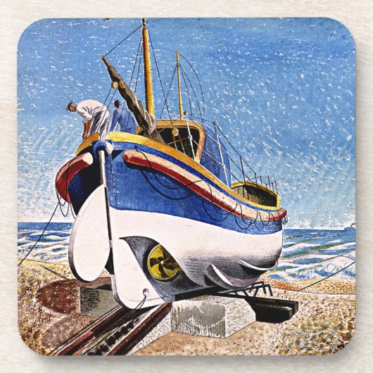 Ravilious - Lifeboot in Aldeburgh Bier Onderzetter (Voorkant)