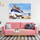 Ravilious - Lifeboot in Aldeburgh Canvas Afdruk (Insitu (Woonkamer))