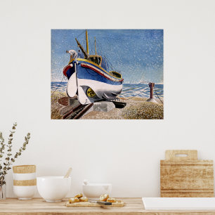 Ravilious - Lifeboot in Aldeburgh Poster