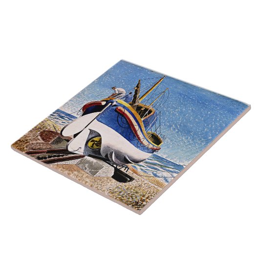 Ravilious - Lifeboot in Aldeburgh Tegeltje (Zijkant)