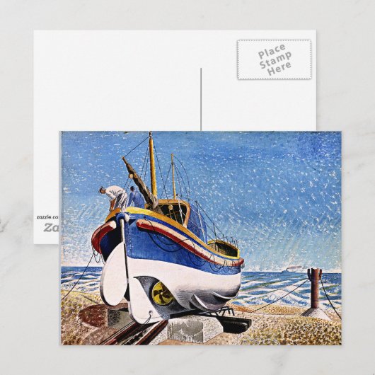 Ravilious - Lifeboot op het Briefkaart van Aldebur (Voorkant / Achterkant)
