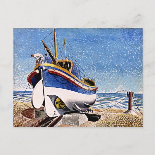 Ravilious - Lifeboot op het Briefkaart van Aldebur (Voorkant)
