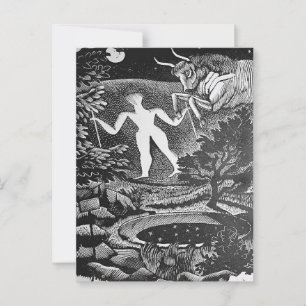 Ravilious - May, houtsnede van Long Man Wilmington Briefkaart