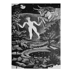 Ravilious - May, houtsnede van Long Man Wilmington Perfect Poster