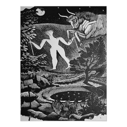 Ravilious - May, houtsnede van Long Man Wilmington Perfect Poster (Voorkant)