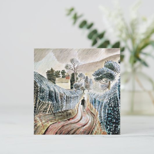 Ravilious - Natte middag, Kerk van de St. Mary Kaart (Staand voorkant)