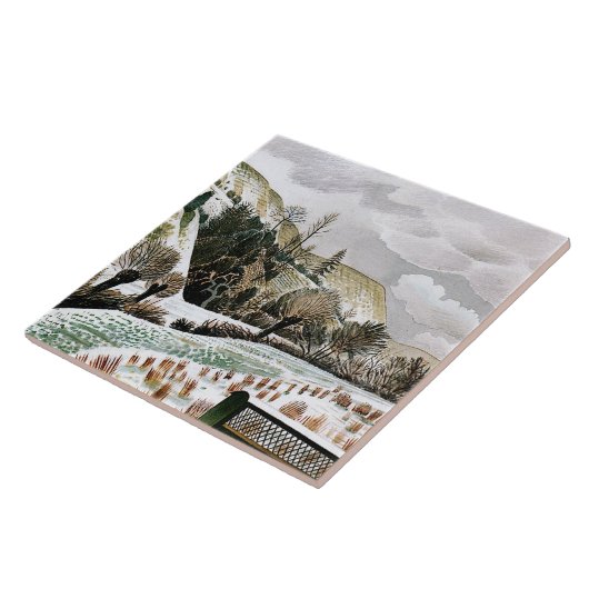 Ravilious - Nieuwjaars Sneeuw Tegeltje (Zijkant)