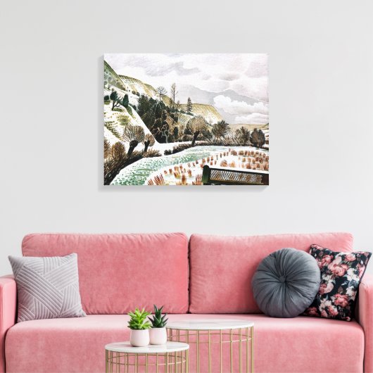 Ravilious - nieuwjaarssneeuw canvas afdruk (Insitu (Woonkamer))