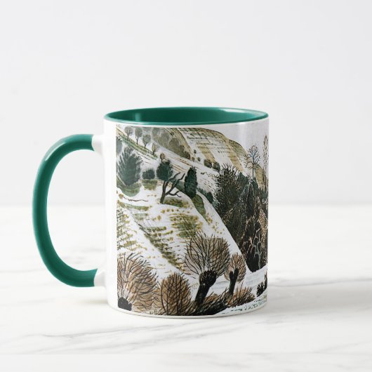 Ravilious - Nieuwjaarssneeuw, fijne kunst Mok (Links)