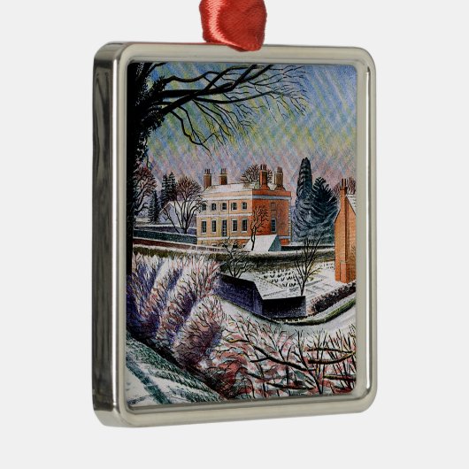 Ravilious - Pastorie in de winter Metalen Ornament (Rechts)