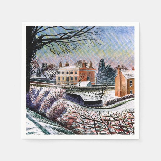Ravilious - Pastorie in de winter,  Servet (Voorkant)