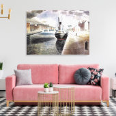 Ravilious - Pilot boot in Le Havre Canvas Afdruk (Insitu (Woonkamer))