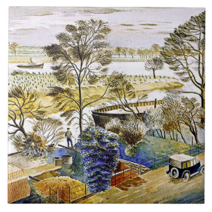 Ravilious - Thames in Hemmersmith Tegeltje