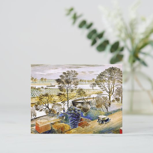 Ravilious - Theemsrivier bij Hemmersmith Briefkaart (Staand voorkant)