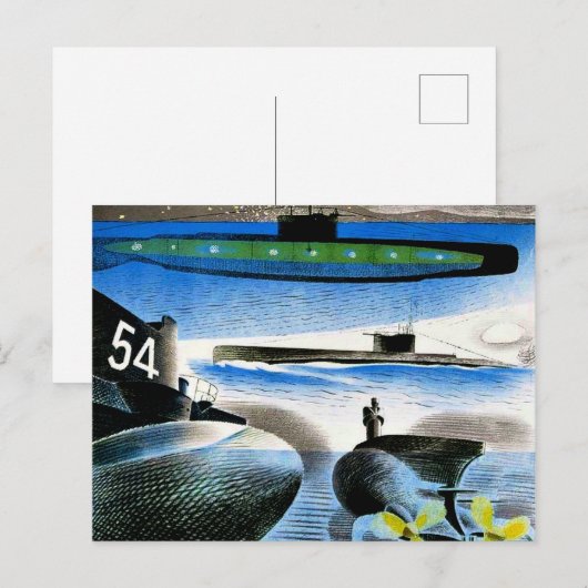 Ravilious - Verschillende aspecten van onderzeebot Briefkaart (Voorkant / Achterkant)