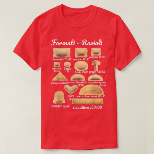 Ravioli Formats, Italiaanse voedselinstructies voo T-shirt (Design voorkant)